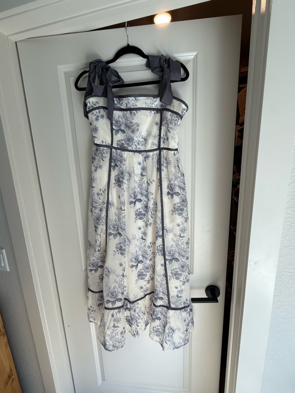 Floral Midi Dress with Gray Tie Straps